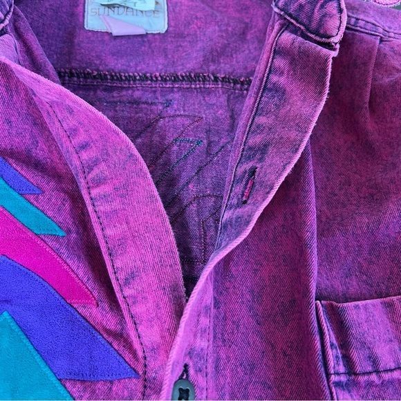 VINTAGE 1980s Sundance Button Down Lightweight Jacket Pink Tribal One Size 80s - Picture 7 of 12